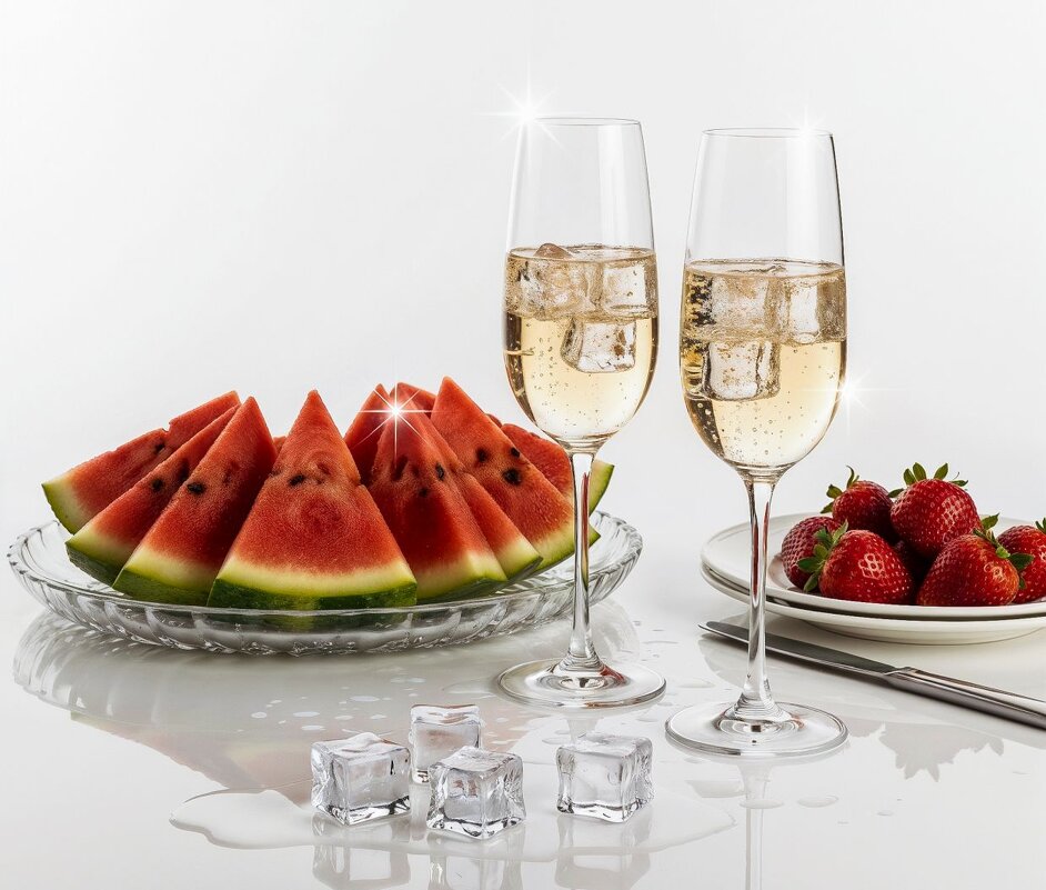 Красное и белое (Натюрморт с арбузом) - Александр Семенов