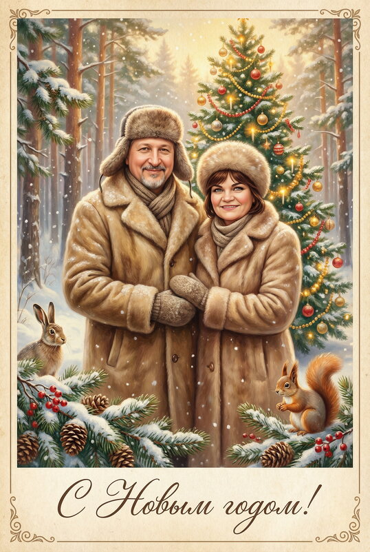 Автопортрет с женой в стиле "СССР 1970-х" - Вячеслав Губочкин