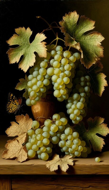 Натюрморт с зеленым виноградом - Георгий Пичугин