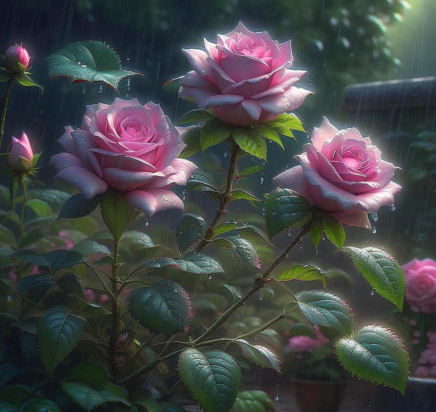 Нежные розы под дождем - Наталья ***