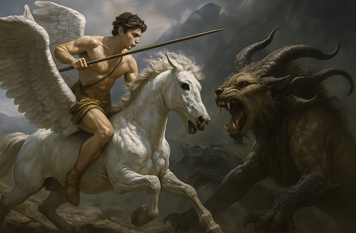 Беллерафонт на Пегасе сражается с Химерой - Aleksey Afonin