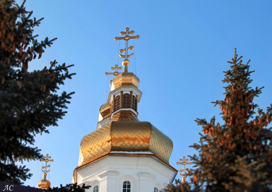 Золотые купола и кресты храма - Любовь Сахарова