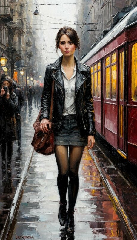 Она сказала: "не скучай", садясь в невидимый трамвай. - Георгий Пичугин