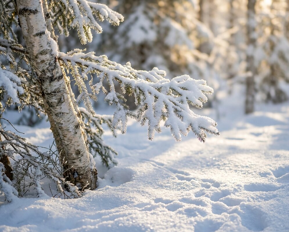 Еловая лапка в снегу - Лилия 