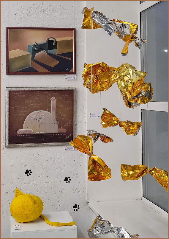 Инсталляция с бабочками для игр котов - Татьяна Машошина