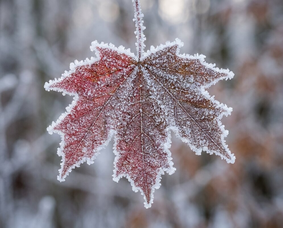 Кленовый лист, покрытый инеем - Лилия 