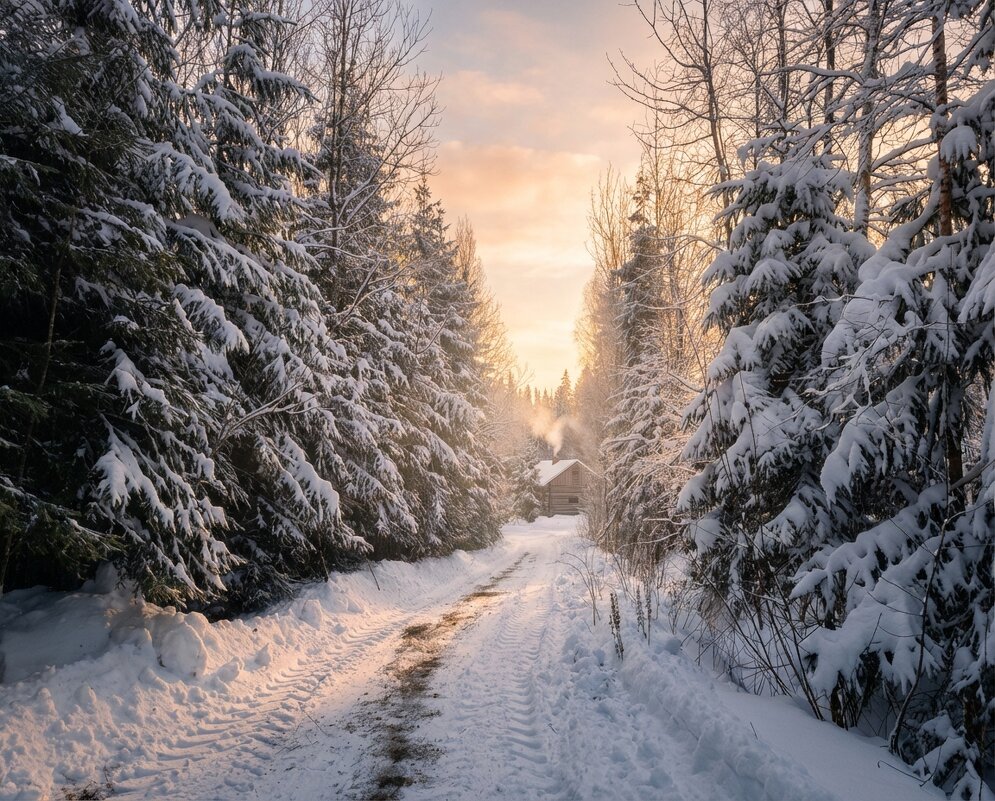 След от трактора на зимней дорожке в садоводстве - Лилия 