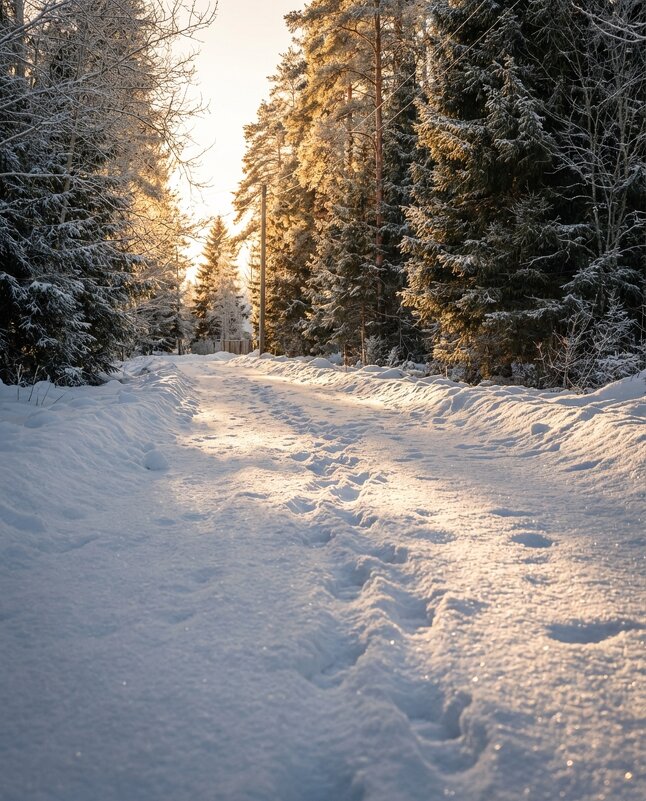 Заснеженная дорожка в солнечном свете - Лилия 