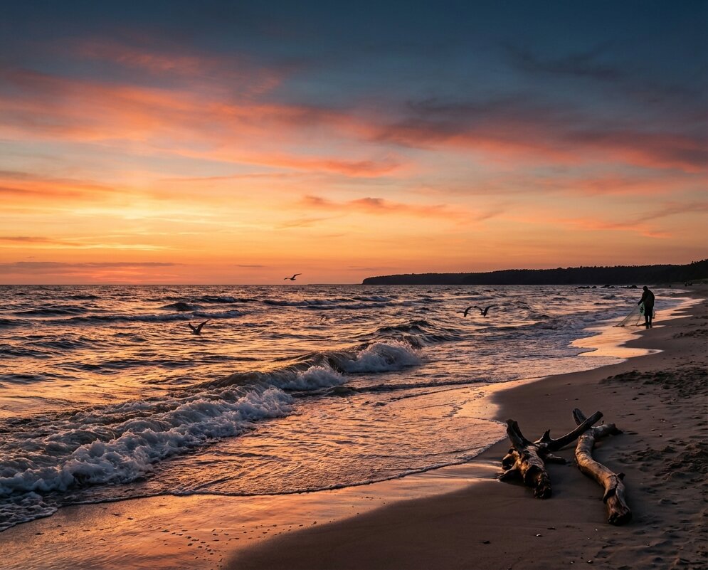 Закат над морским берегом - Лилия 