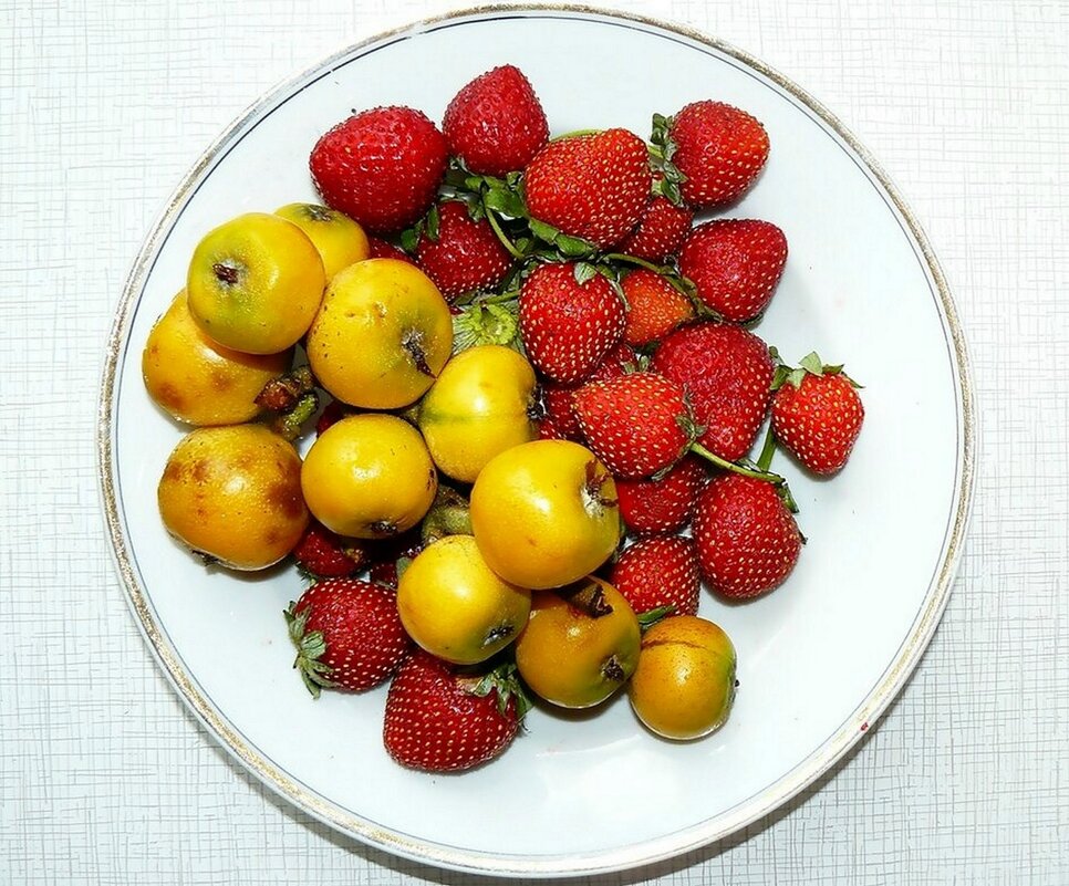 почти пополам..(мушмула и клубника, Абхазия.....) - Александр Герасенков