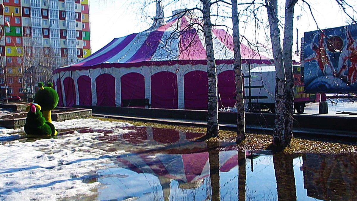 Апрель...Снеговая лужа у цирка! - Владимир 