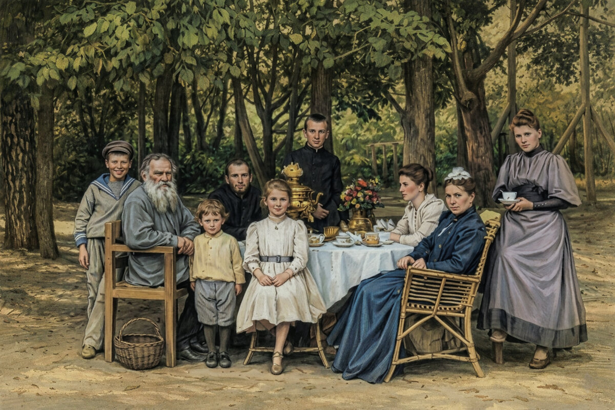 Лев Николаевич Толстой с семьей в Ясной Поляне.1892г - ujgcvbif 