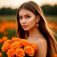 Девушка с букетом роз :: Сергей Кочнев