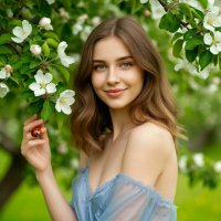 В саду у яблони :: Сергей Кочнев В саду у яблони :: Сергей Кочнев