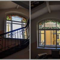 Витражи в окнах парадного подъезда :: Татьяна Машошина Витражи в окнах парадного подъезда :: Татьяна Машошина
