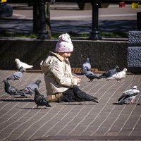 Девочка и голуби. :: Александр 