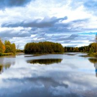 Осенний пейзаж с озером. :: Милешкин Владимир Алексеевич Осенний пейзаж с озером. :: Милешкин Владимир Алексеевич