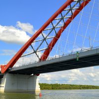 По Оби под Бугринским мостом :: Татьяна Лютаева