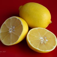 Лимоны на красном фоне :: Александр Синдерёв