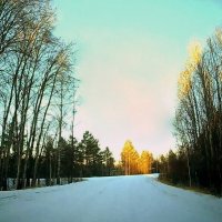 Встречаю декабрьский рассвет на лесной дороге. Фантастика! :: Юрий Налобин Встречаю декабрьский рассвет на лесной дороге. Фантастика! :: Юрий Налобин