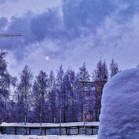 Снежное утро декабря! Полная луна! :: Владимир Снежное утро декабря! Полная луна! :: Владимир