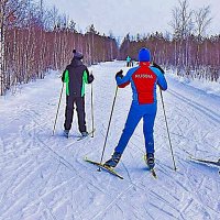 Январь...Спортивная троица на лыжне! :: Владимир 