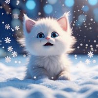 Белый котенок в снегу :: Наталья Куликова