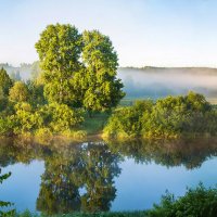 Летнее утро на реке Ухта. Туман уже почти рассеялся :: Николай Зиновьев Летнее утро на реке Ухта. Туман уже почти рассеялся :: Николай Зиновьев