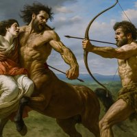 Геракл убивает кентавра Несса за похищение Деяниры :: Aleksey Afonin