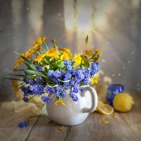 Весеннее утро с солнцем, лютиками и мускариками. :: Bosanat 
