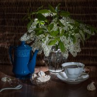 Чашка чая с ароматом черёмухи. :: Анатолий Нецепляев Чашка чая с ароматом черёмухи. :: Анатолий Нецепляев