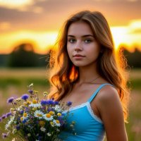 Девушка с цветами :: Сергей Кочнев